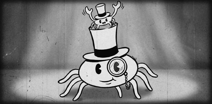 image of a crab sitting on the tophat of a bigger crab with a monocle, a Rust-language related joke